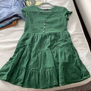 Shein green button up dress